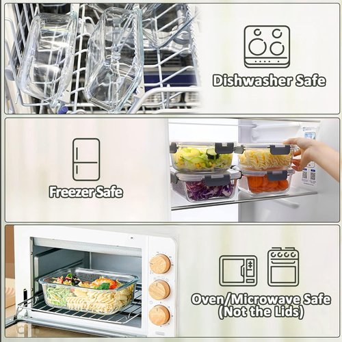 MCIRCO 10-Pack Glass Food Storage Containers - Airtight Meal Prep Bento Boxes | Microwave & Oven Safe