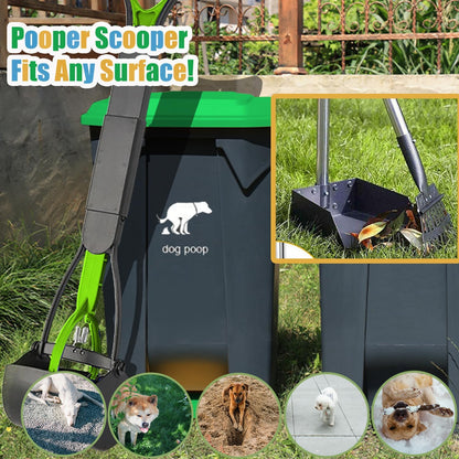 Yatmung Dog Poop Trash Can Outside - One-Stop Solution Pooper Scooper Set - 20L Dog Waste Trash Can Outdoor with Lid - Backyard, Yard - with Removable Inner Bin, Long Handle Metal Tray and Rake, Bags