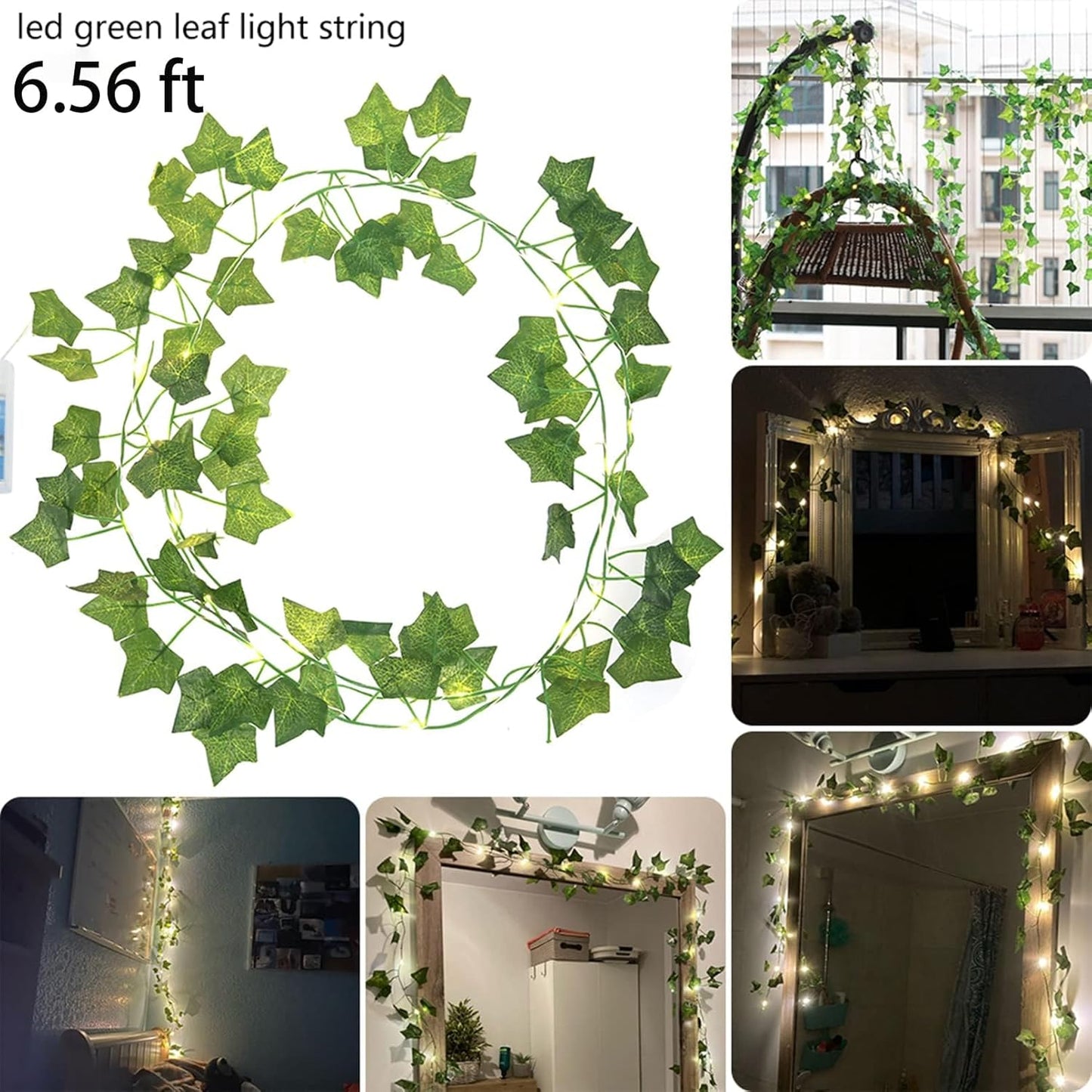 Skiennix Fairy Lights Vine - 40 LEDs Green Ivy String Lights | Battery Operated Decorative Garland for Bedroom & Dorm Decor