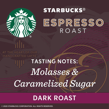 Starbucks Espresso Dark Roast Whole Bean Coffee, 20 Ounce (Pack of 1)