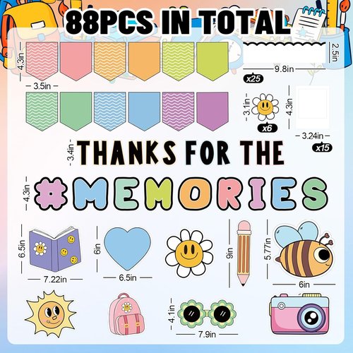 FYSUIMU Graduation Bulletin Board Decorations - 88Pcs Boho Daisy DIY Photo Cutouts for Class of 2026
