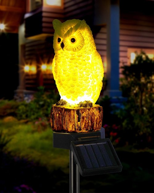 iStatue Owl Solar Garden Stake Light - Waterproof Cute Animal Figurine for Pathway & Patio Decor