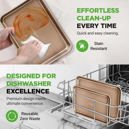 NutriChef Nonstick Baking Sheets - Durable 2-Piece Cookie Sheet Set | Easy to Clean, Oven Safe to 450°F