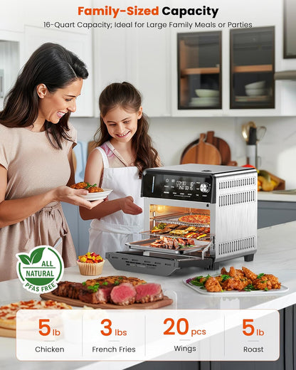 Nuwave Combi Steam Oven - Non-Toxic Stainless Steel Multi-Cooker with Air Fry & Sous Vide | 16 Quarts, 120 Presets