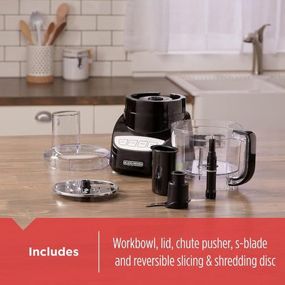 BLACK+DECKER 8-Cup Food Processor - Easy Assembly, Stainless Steel S-Blade, 450W Power