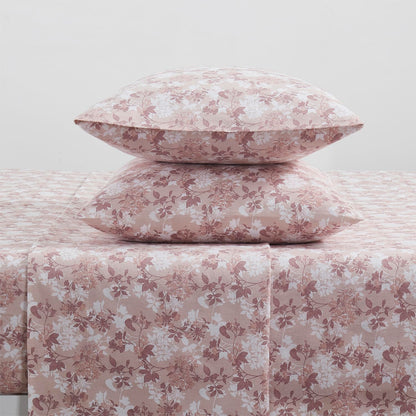 Tahari Home - Queen Sheets, 4-Piece Cotton Flannel Bedding with Matching Pillowcases, Brushed for Extra Softness, Cozy Home Decor (Mora Blush, Queen)