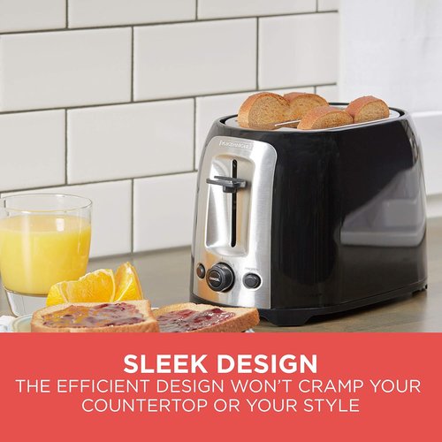 BLACK+DECKER 2-Slice Toaster - Extra Wide Slots & 7 Shade Settings | 850 Watts, Frozen & Bagel Buttons