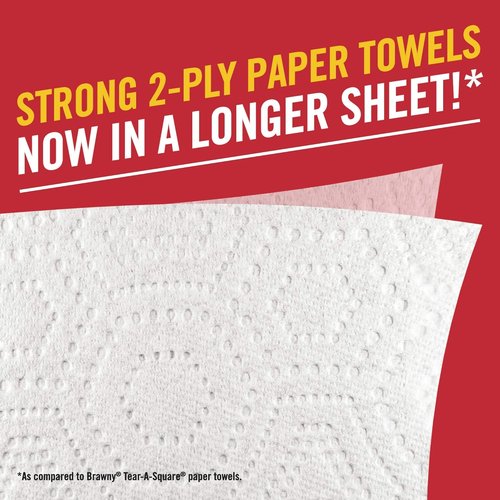 Brawny Flex Paper Towels - 8 Triple Rolls (24 Regular Rolls) | Tear-A-Square with 3 Sheet Size Options