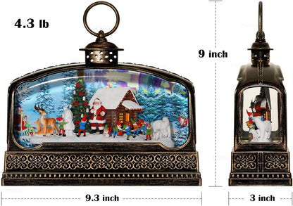 Priddop Christmas Snow Globe - Santa Claus & Snowman Decoration with Timer & Music | USB/Battery Operated