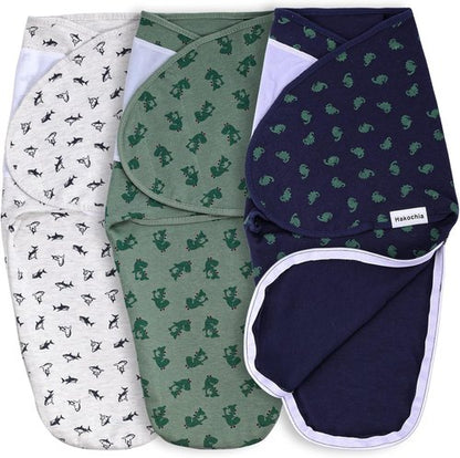 Hakochia Baby Swaddle Sleep Sacks - Easy Diaper Change for Newborns 0-3 Months | 3-Pack for Boys & Girls