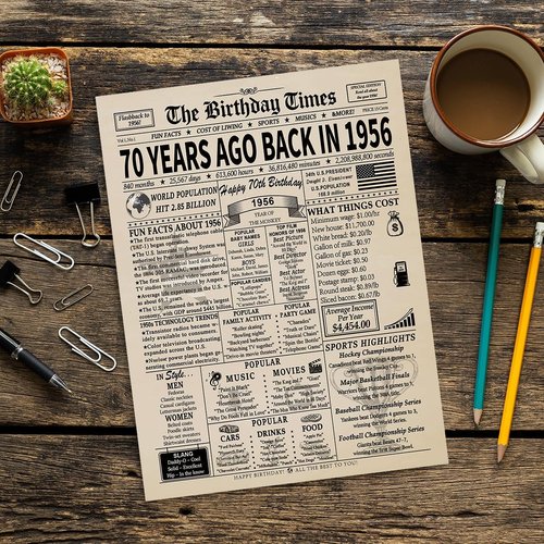 Happy 70th Birthday Card - Unique Gifts for Him/Her | Funny Decorations from 1956