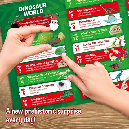 Dinosaur World Advent Calendar - 24 Days of Prehistoric Surprises with Dino Figurines & Fossil Dig | Perfect Xmas Gift for Kids