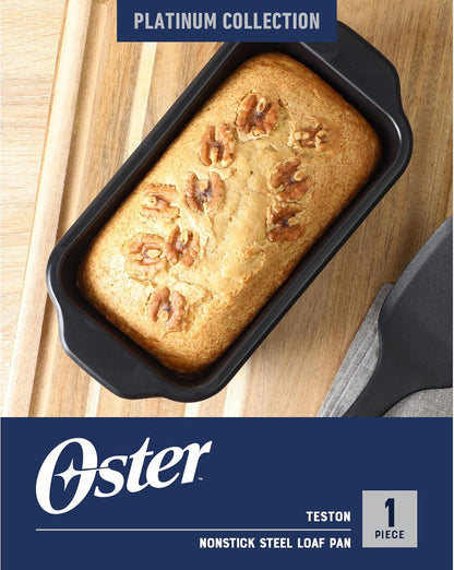 Oster Teston Nonstick Carbon Steel Loaf Pan - 9 x 5 Inch, PFAS-Free, Easy Release Bakeware, Matte Black