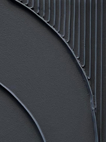 NANKAI Hand-Painted Black Minimalist Oil Painting - 24x36 Inch Abstract Wall Art for Home Decor