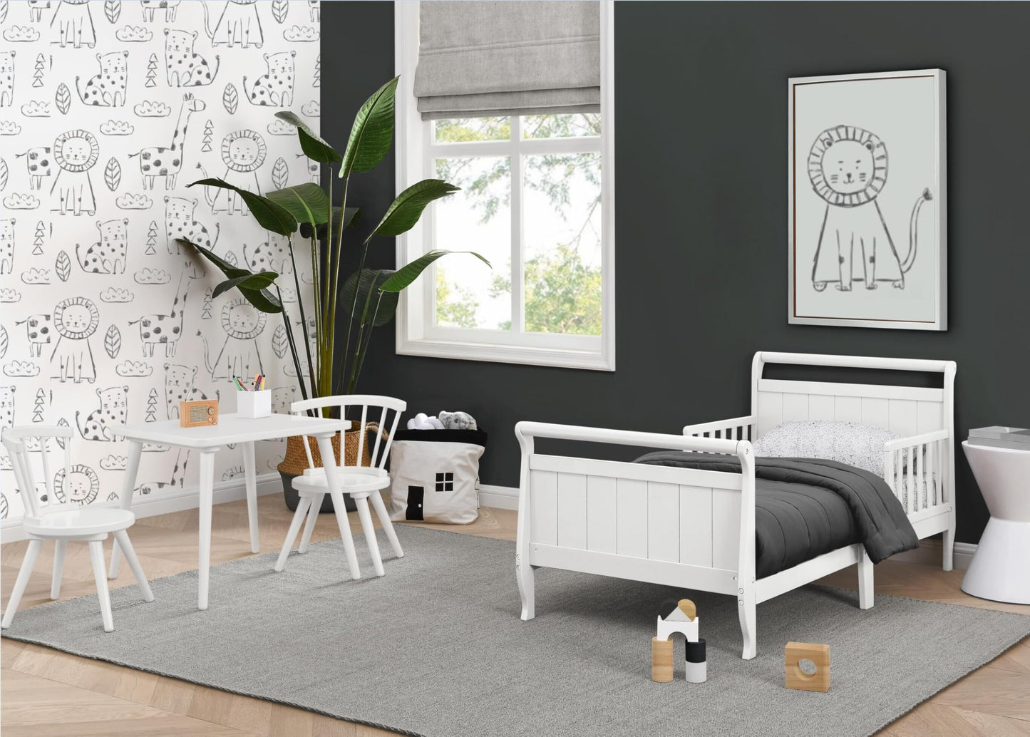 Delta Children Wood Sleigh Toddler Bed, White