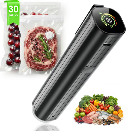 Skiennix Portable Vacuum Sealer - Handheld Food Sealer with 30 Reusable Bags & LED Pressure Display