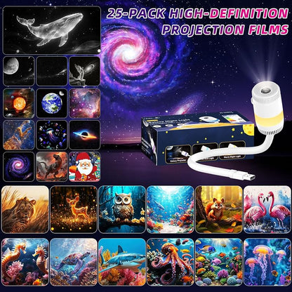 2-in-1 Galaxy & Ocean Projector for Bedroom – 4K Discs, 360° Rotating Night Light