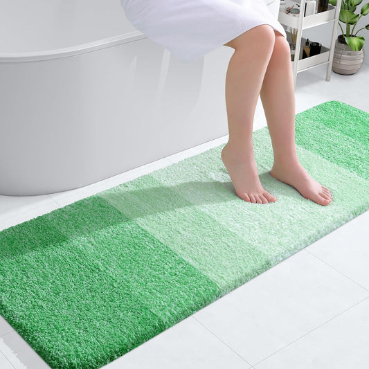 OLANLY Bathroom Runner Rug - Extra Soft Microfiber Mat | Quick Dry, Washable, 59x20 Inches, Green