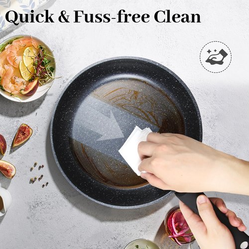 Cuisinluv 5PCS Pots and Pans Set Non Stick, Kitchen Cookware Sets with Detachable Handle, Ceramic Cookware Sets, Non Stick RV Cookware Cooking Set, Dishwasher ＆ Oven Safe, PFOA Free, Black