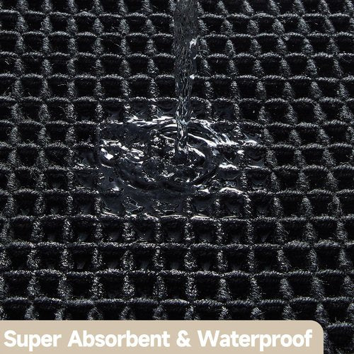 TYUU Black Bathroom Rug, Waffle Bath Mat Non Slip Washable Super Absorbent Quick Dry Boho Farmhouse Bathroom Decor, 30"x20" Black