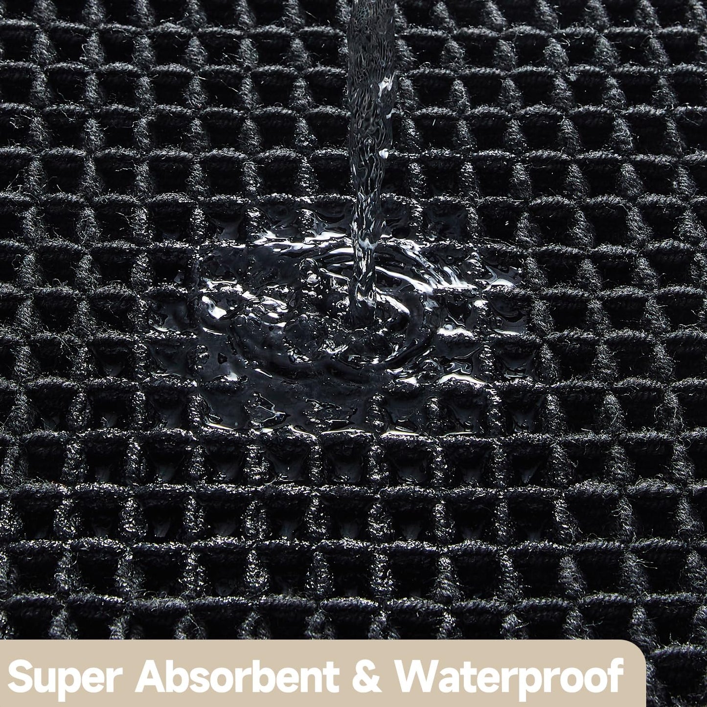 TYUU Black Long Bathroom Rug, Waffle Runner Rug Bathroom Non Slip Washable Super Absorbent Quick Dry Boho Farmhouse Bath Decor, 72"x24" Black