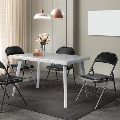 VINGLI Folding Chairs - 6 Pack with Padded Seats & Metal Frame, 350 lbs Capacity, Black
