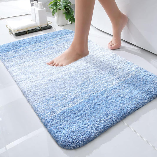 OLANLY Bathroom Rugs Mat - Extra Soft Microfiber, Quick Dry & Washable | 24x16 Light Blue