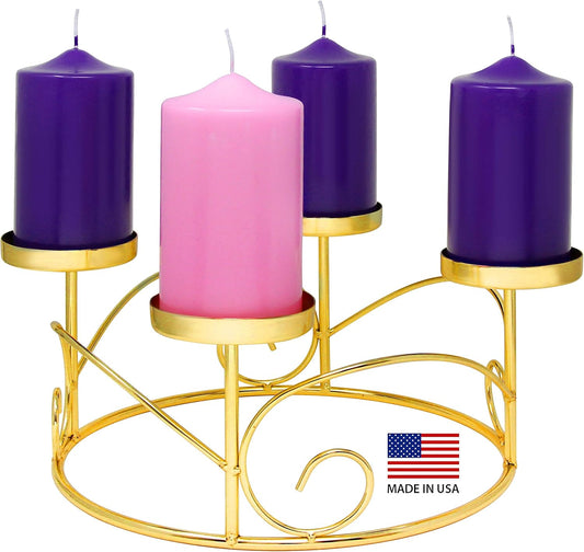 Regine Switzerland Christmas Advent Wreath Ring - Elegant Gold Candle Holder for Pillar Candles