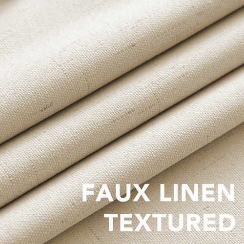 H.VERSAILTEX 100% Blackout Curtains for Bedroom Thermal Insulated Linen Textured Curtains Heat and Full Light Blocking Drapes Living Room Curtains 2 Panel Sets, Bleached Sand, 42x84 Inch