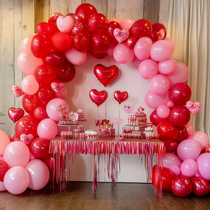 RUBFAC Red Balloons - 135pcs in Various Sizes (5-18 Inch) for Birthday & Wedding Decorations