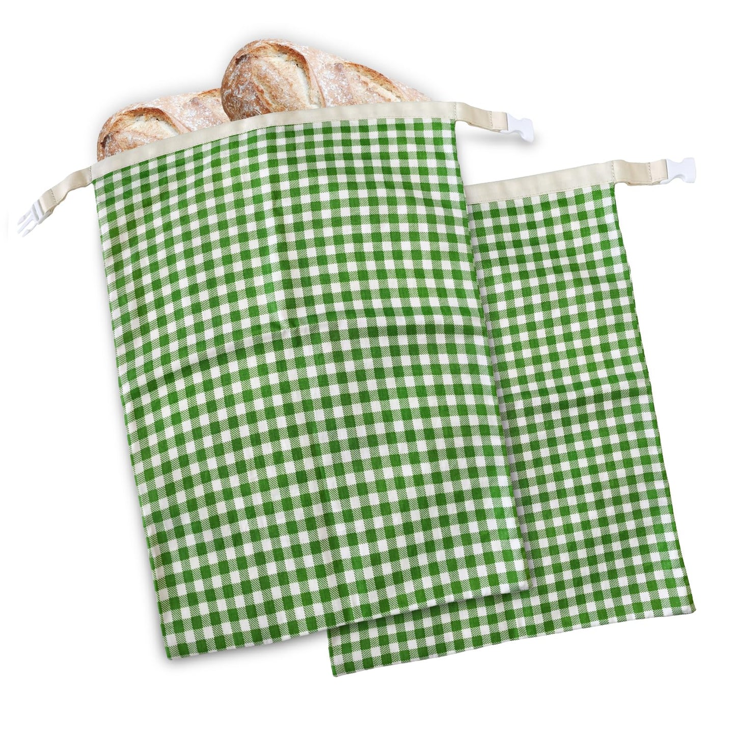 Large Beeswax Bread Bags for Sourdough, 2 Packs Reusable Cotton Material, Ideal for Sourdough Bread Storage to Keep Fresh Lock Moisture, 17 X 13 Inch Green and White Pattern
