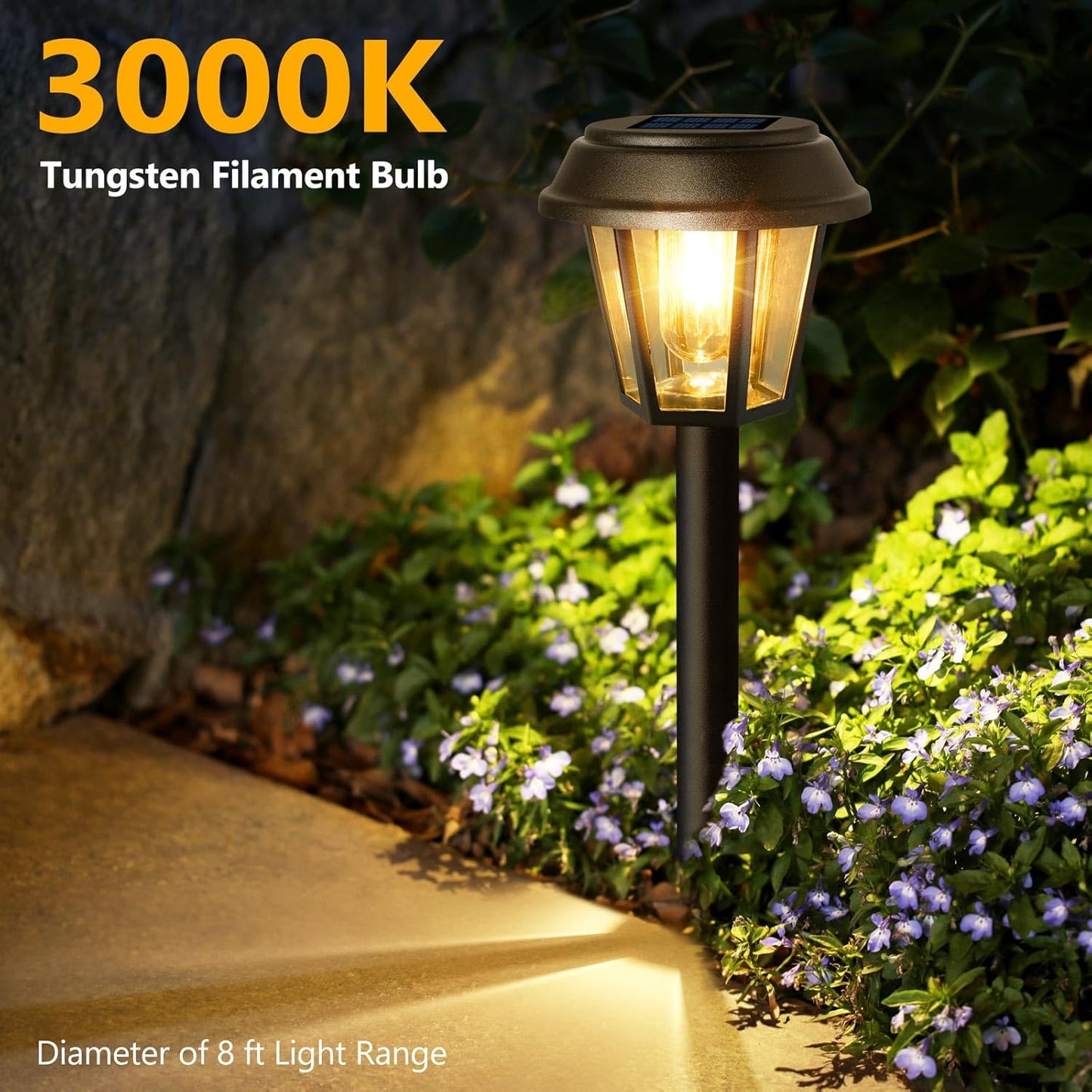 Priddop Solar Pathway Lights - 12 Pack Waterproof Outdoor Lights | 3000K Warm White Bulbs for Garden & Driveway