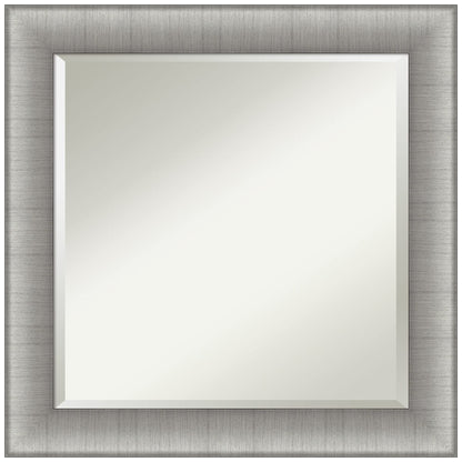 Amanti Art Bathroom Mirror, Elegant Brushed Pewter Wall Mirror for use as Bathroom Vanity Mirror Over Sink (24.75 x 24.75 in.) Beveled Mirror, Silver Mirror, Casual Mirror from WI, USA