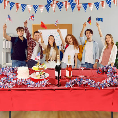 Regine Switzerland 4th of July Tablecloths - Patriotic Foil Design | 54 x 108 Inch Rectangle for Celebrations
