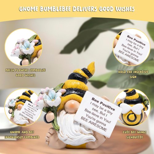 Hodao Positive Bee Figurine | Motivational Home Decor for Women - Stress Relief Gift for Office