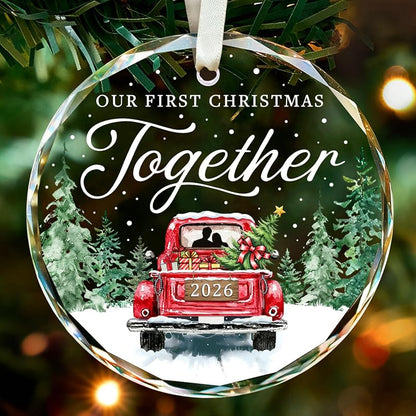 First Christmas Together Ornament 2026 - Together+2026 Glass Ornament Gift Box