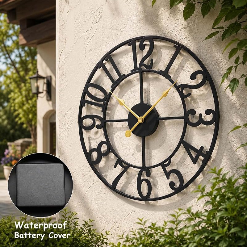 30 Inch Outdoor Wall Clock - Black, Waterproof | Variation: Black - Arab+30 Inch