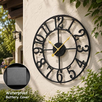 30 Inch Outdoor Wall Clock - Black, Waterproof | Variation: Black - Arab+30 Inch