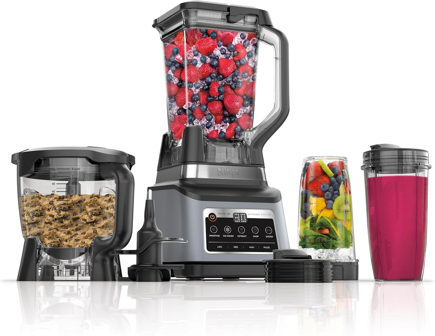 Ninja BN801 Professional Plus Kitchen System - 1400W Blender & Food Processor with Auto IQ | 72oz Pitcher, 64oz Bowl, 2 To-Go Cups, Grey