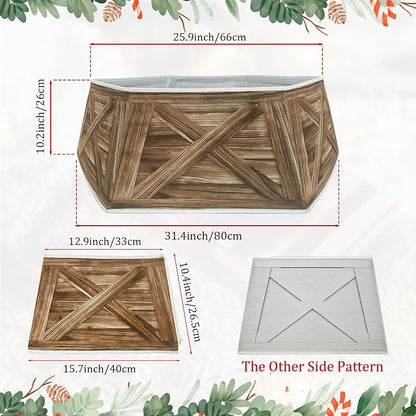 31 Inch Christmas Tree Collar - Hexagon Fabric Stand Cover (OurWarm) - Reversible Brown/Gray