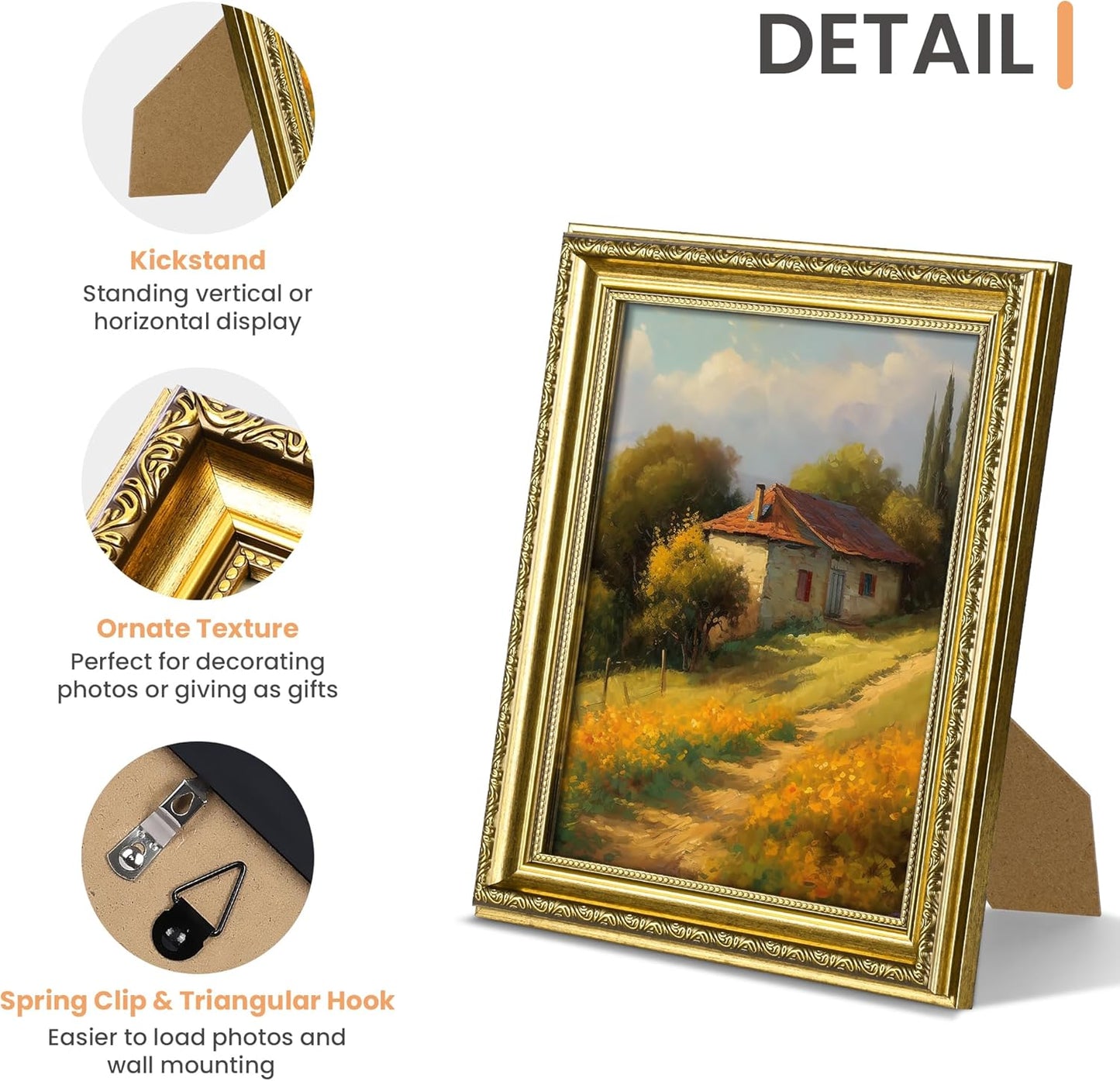 Upsimples 8x10 Picture Frame Set - Classic & Vintage Styles for Wall Display | 5 Pack