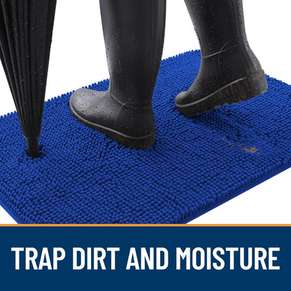 OLANLY Dog Door Mat - Absorbent Non-Slip Mud Mat for Dogs | Quick Dry Chenille, 70x32, Royal Blue