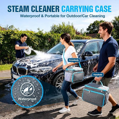 Heavy-Duty Durable Fabric Steam Cleaner Storage Bag, Waterproof & Adjustable Compartments Carrying Case, Steam Cleaner Organizer Bag with Large Space(Case Only)