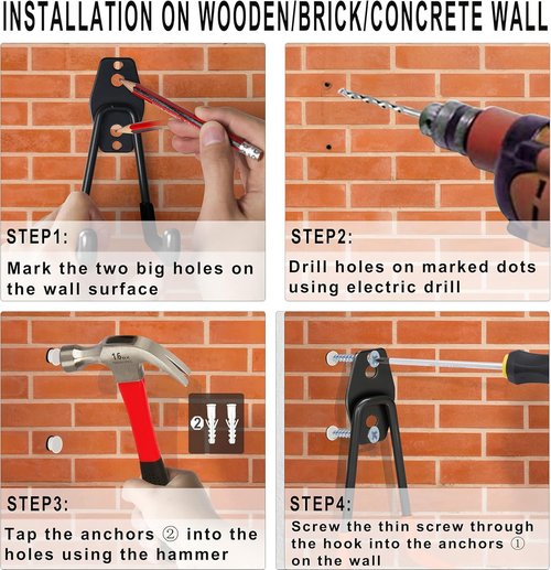 KOFANI Steel Garage Storage Hooks - Heavy-Duty Anti-Slip Wall Mount Hooks | 16 Pack for Bikes, Ladders, Tools