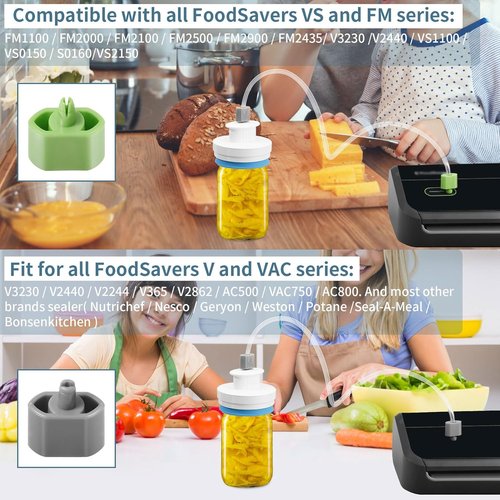 Mason Jar Canning Sealer Kit - Upgraded Sealer Set for FoodSaver Vacuum Sealers | Fits Wide & Regular Mouth Jars (White)