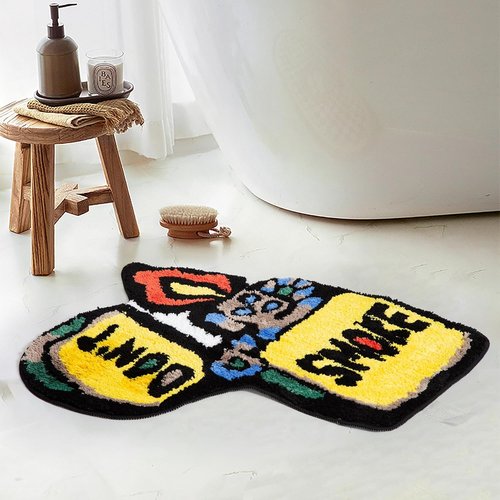 LAKEA Yellow Lighter Flocking Rug - Soft Bedroom Carpet & Bathmat | Aesthetic Home Decor (27.6" x 22.4")