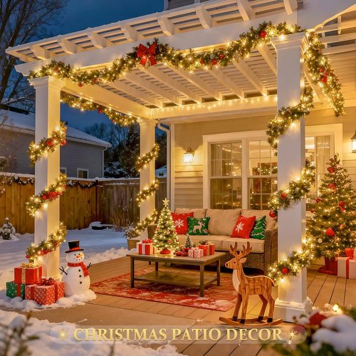 JMEXSUSS Solar String Lights - 33FT 100 LED Warm White Fairy Lights | Waterproof 8 Modes for Outdoor Decor