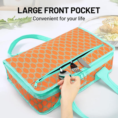 MIER Insulated Casserole Carrier - Thermal Food Bag for Hot or Cold Dishes | Fits 9"x13" Baking Dish, Orange