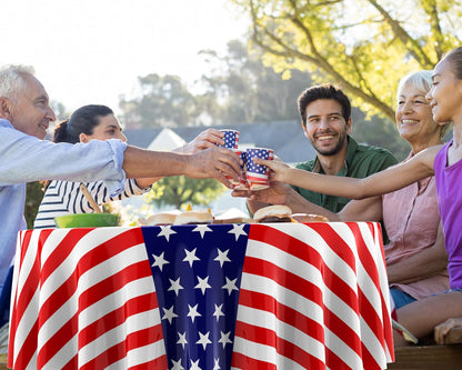 Oudain 6 Pcs American Flag Tablecloths - 84 Inch Disposable Patriotic Covers for Veterans Day & 4th of July