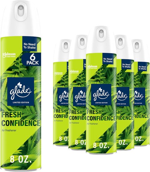 Glade Air Freshener Spray - Fresh Confidence Limited Edition | Essential Oils Infused, 8 oz, Pack of 6